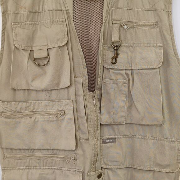 Woolrich Vest Outdoor All Purpose Khaki Lot's Of Pockets Euc Med - Picture 3 of 10